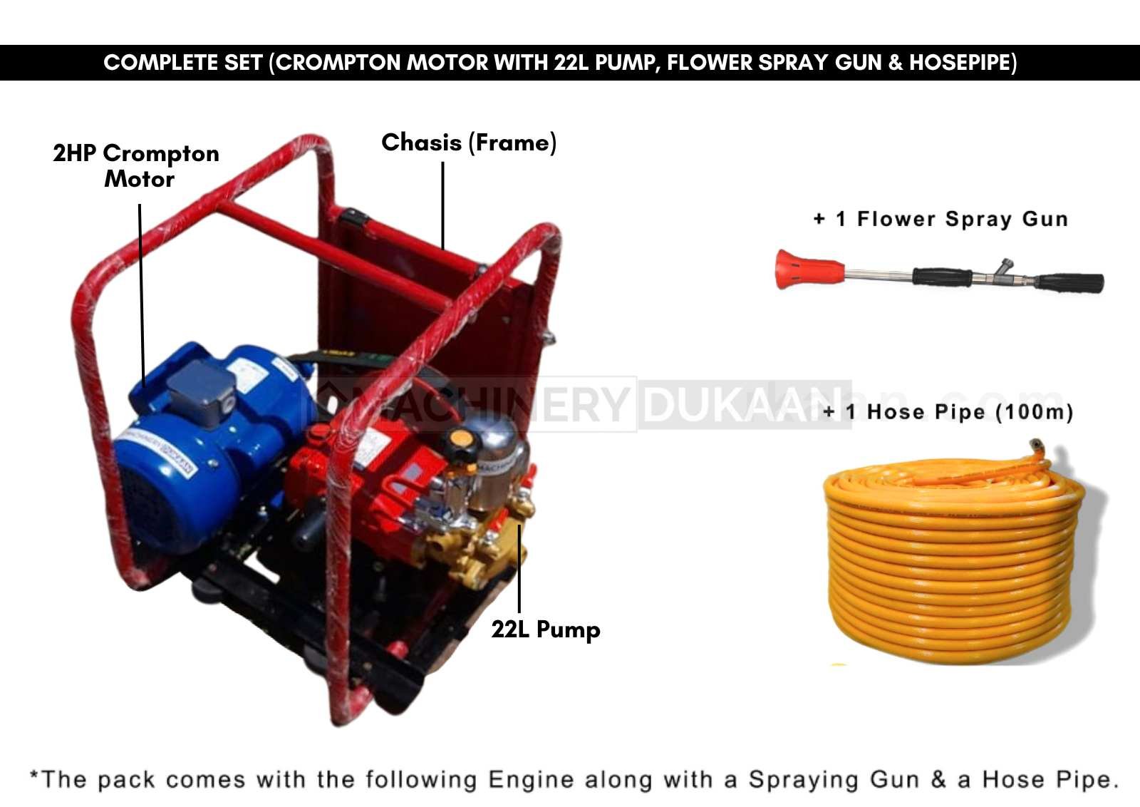 Crompton 2 HP Power Sprayer(Copper) Complete Set